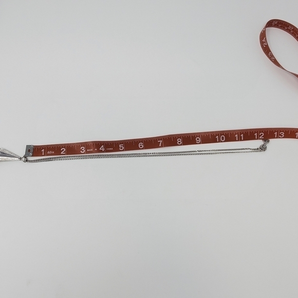 MONET SIGNED SILVER DOUBLE STRAND CHAIN NECKLACE FRINGE PENDANT JEWELRY COSTUME - Picture 11 of 12